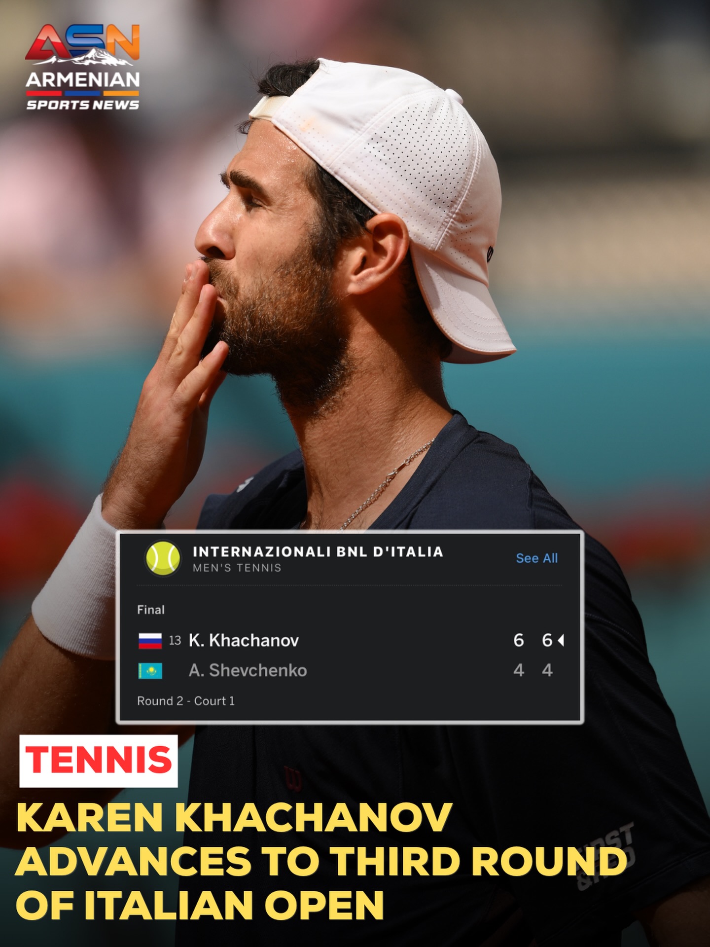 Karen Khachanov Advances to Third Round at Italian Open