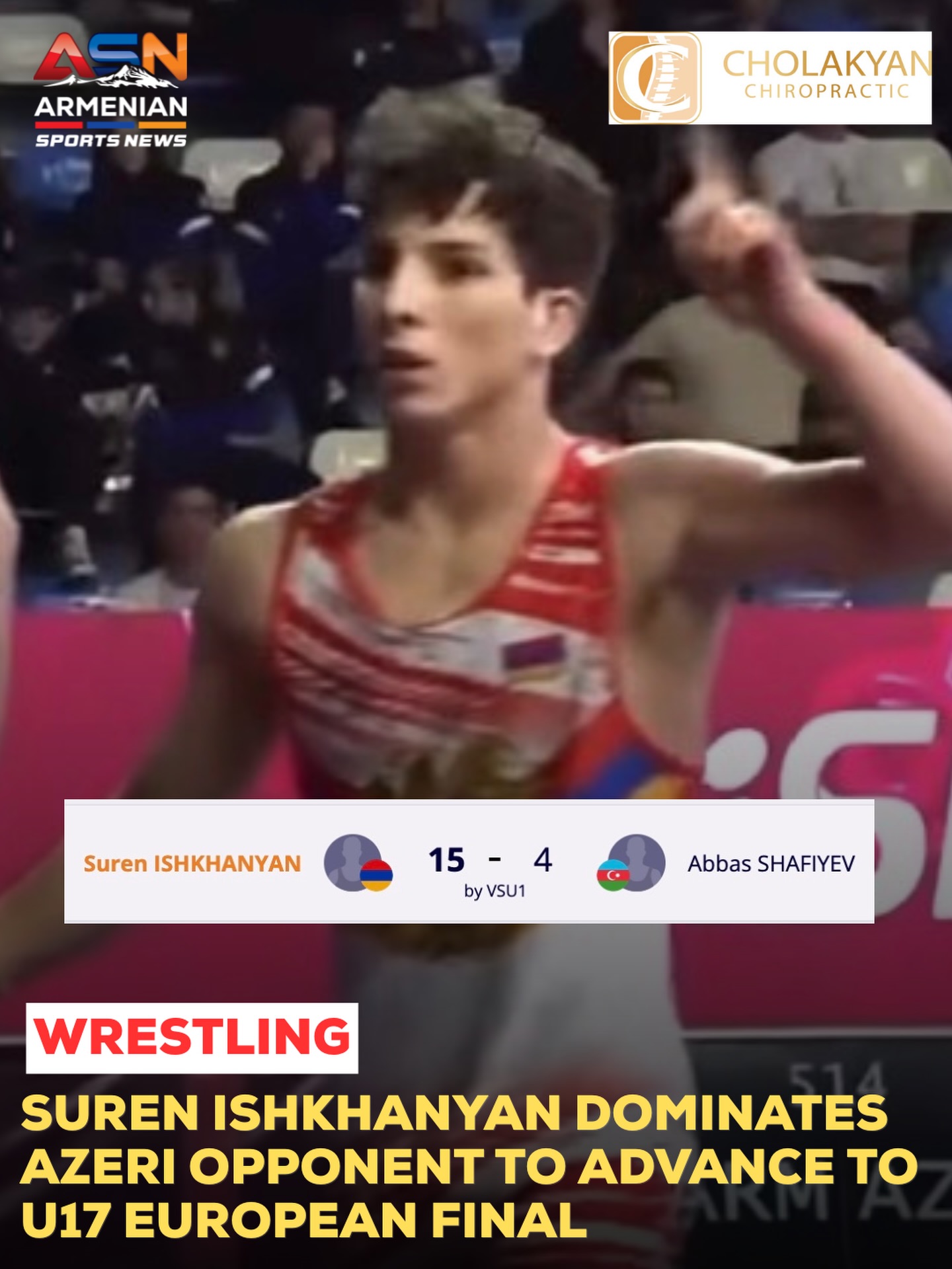 Armenia’s Suren Ishkhanyan Advances to U17 European Freestyle Wrestling Final