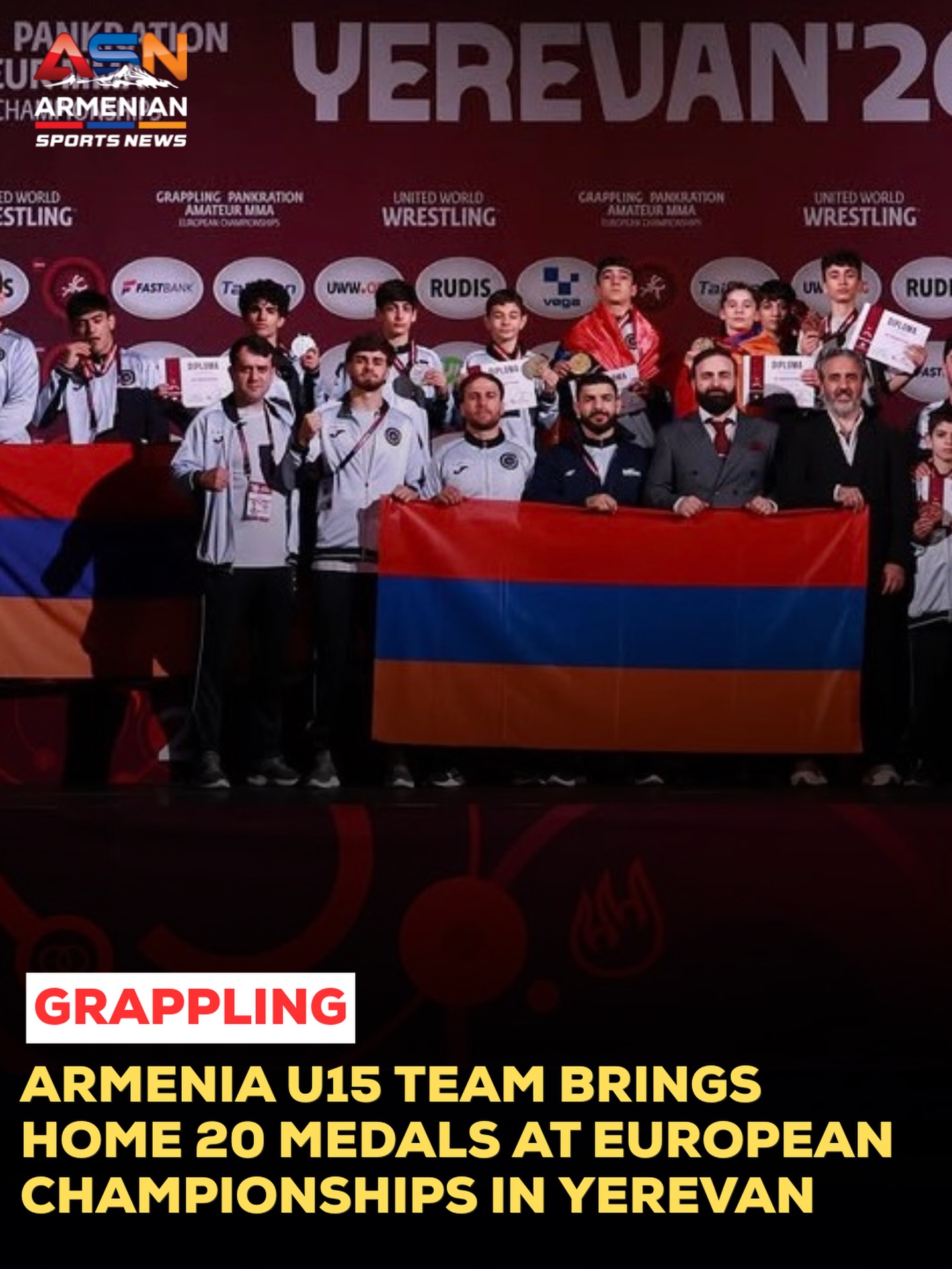 Armenia’s U15 Grapplers Shine at European Championships with 20 Medals
