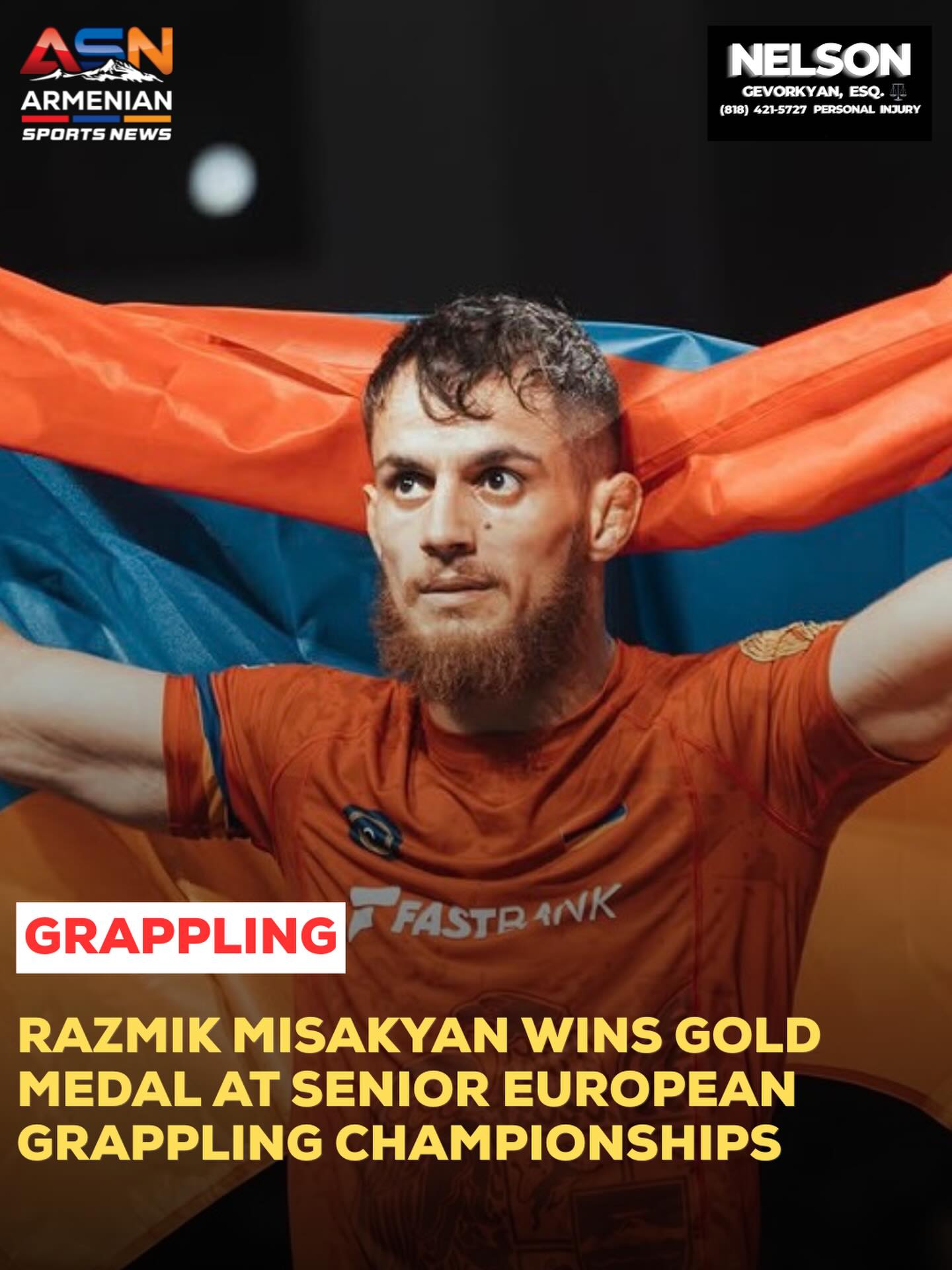Razmik Misakyan Secures Gold for Armenia at European Grappling Championships
