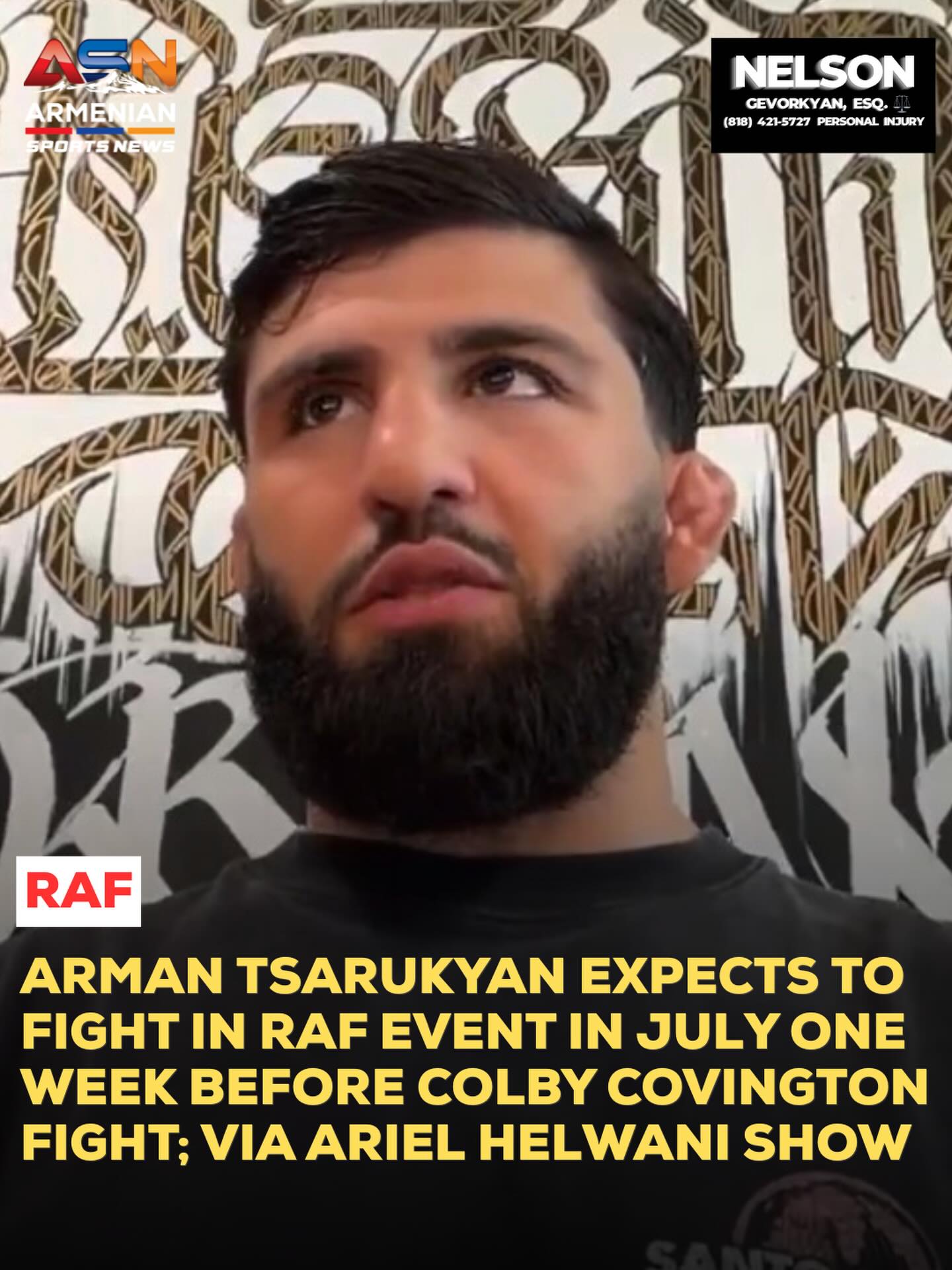 Arman Tsarukyan Set to Compete in RAF Event Before Covington Fight