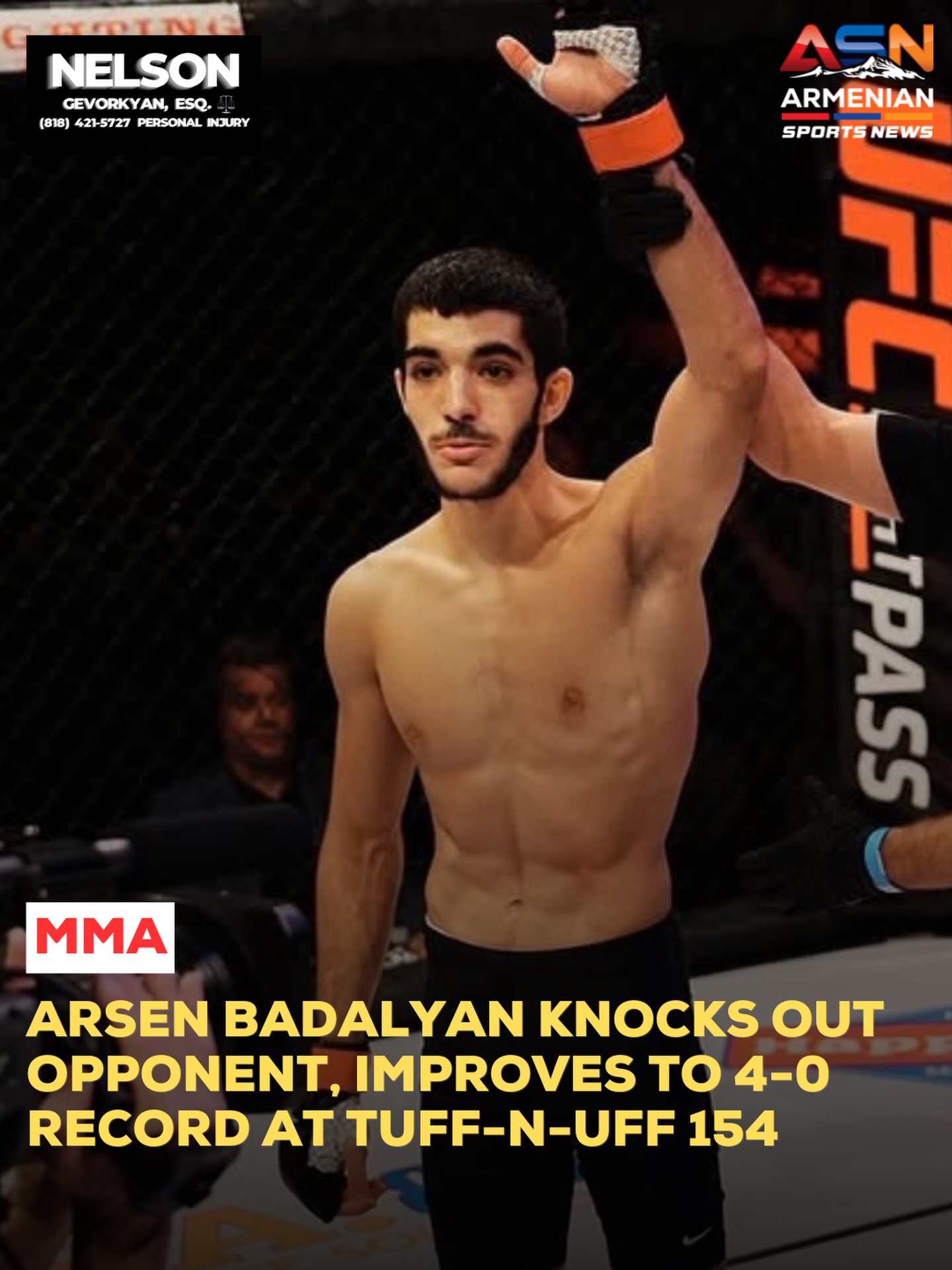 Arsen Badalyan Secures Quick Knockout Victory at Tuff-N-Uff 154