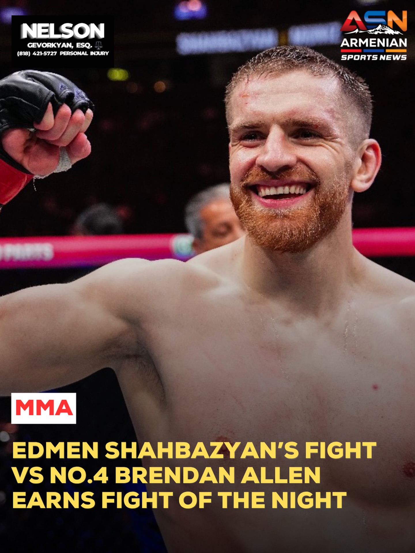 Edmen Shahbazyan and Brendan Allen Deliver Thrilling Fight at UFC Fight Night