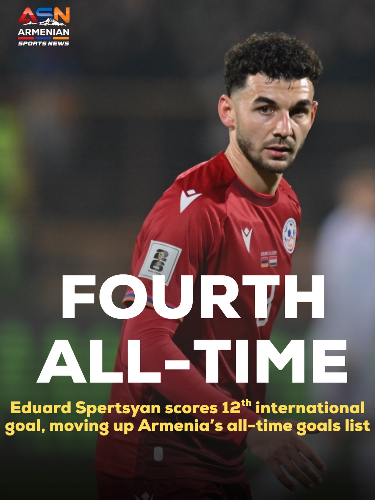 Eduard Spertsyan Becomes Fourth All-Time Scorer for Armenia After Latest Goal