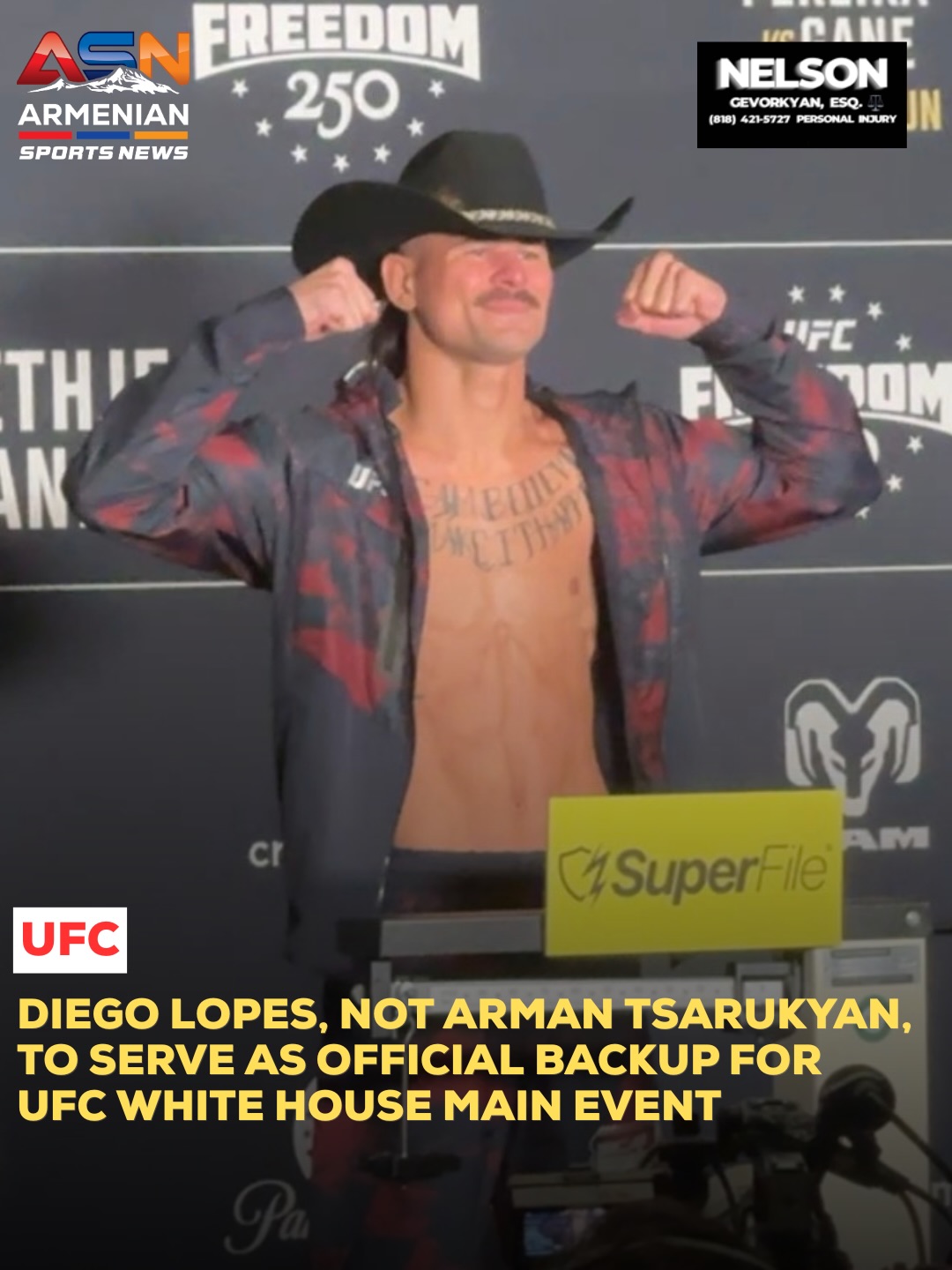 UFC Freedom 250 Secures Diego Lopes as Official Backup for Main Event