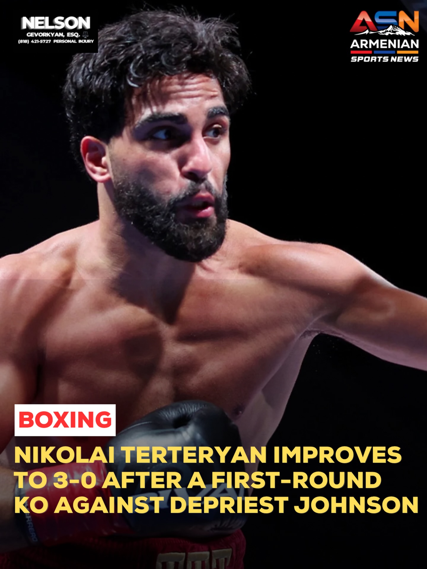 Nikolai Terteryan Dominates with First-Round Knockout Against DePriest Johnson