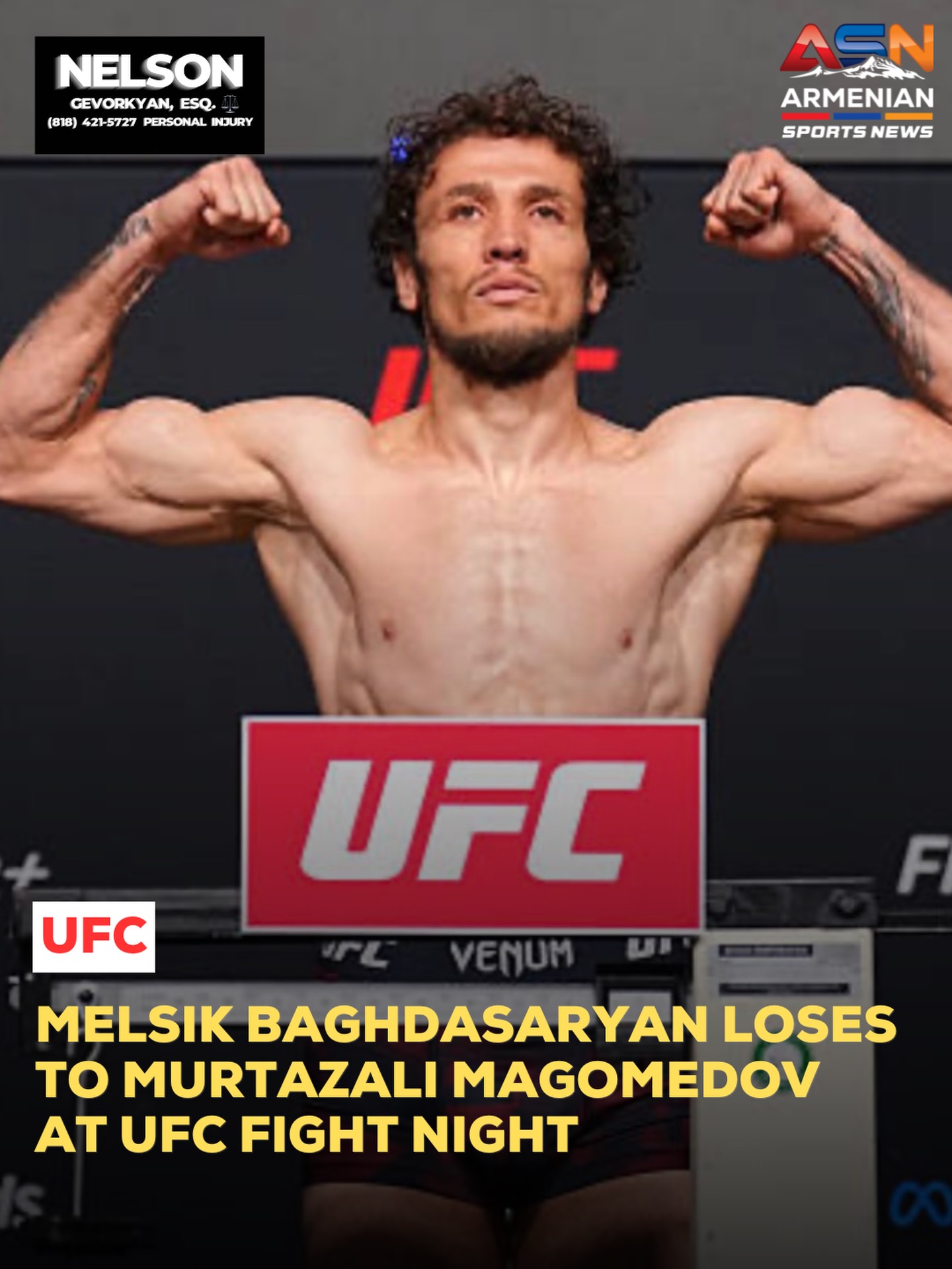 Melsik Baghdasaryan Falls Short in First Round Submission at UFC Fight Night