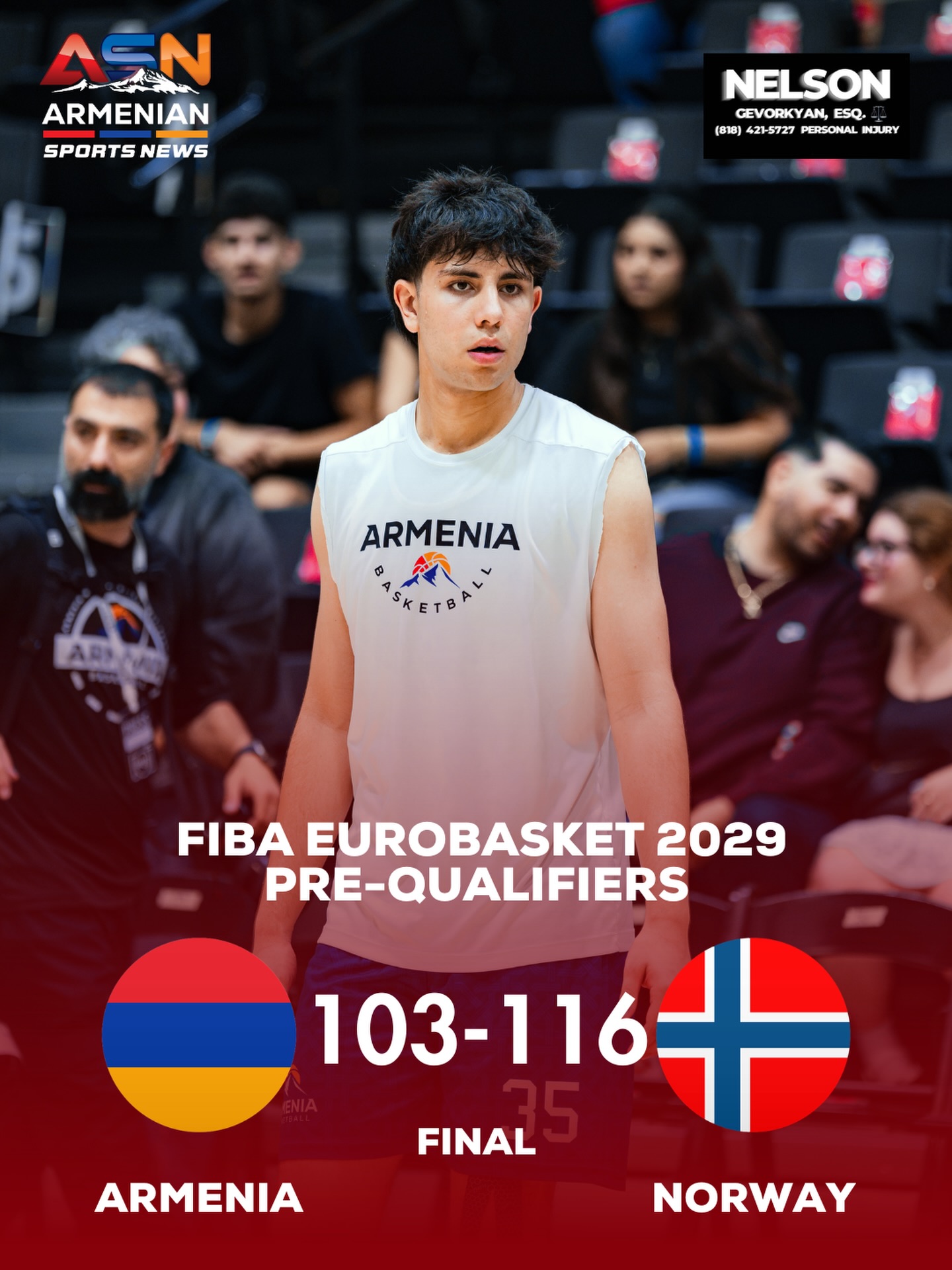 Armenia Falls to Norway in EuroBasket 2029 Pre-Qualifier Despite Strong Effort