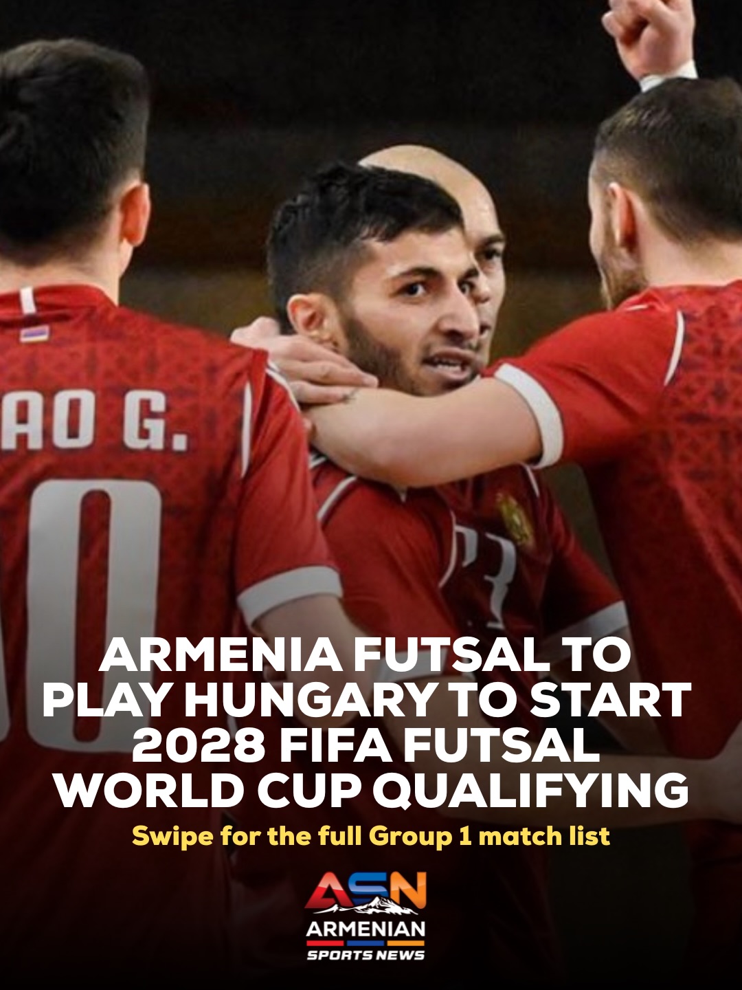 Armenia drawn with Hungary and Sweden in 2028 FIFA Futsal World Cup qualifying