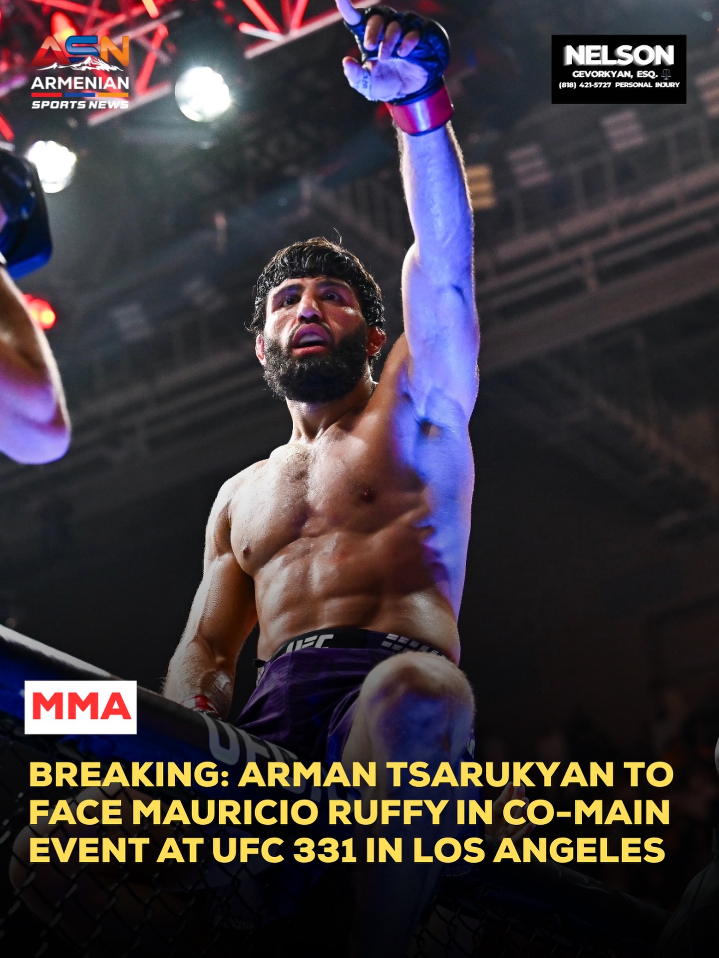 UFC confirms Arman Tsarukyan vs. Mauricio Ruffy for UFC 331 co-main event