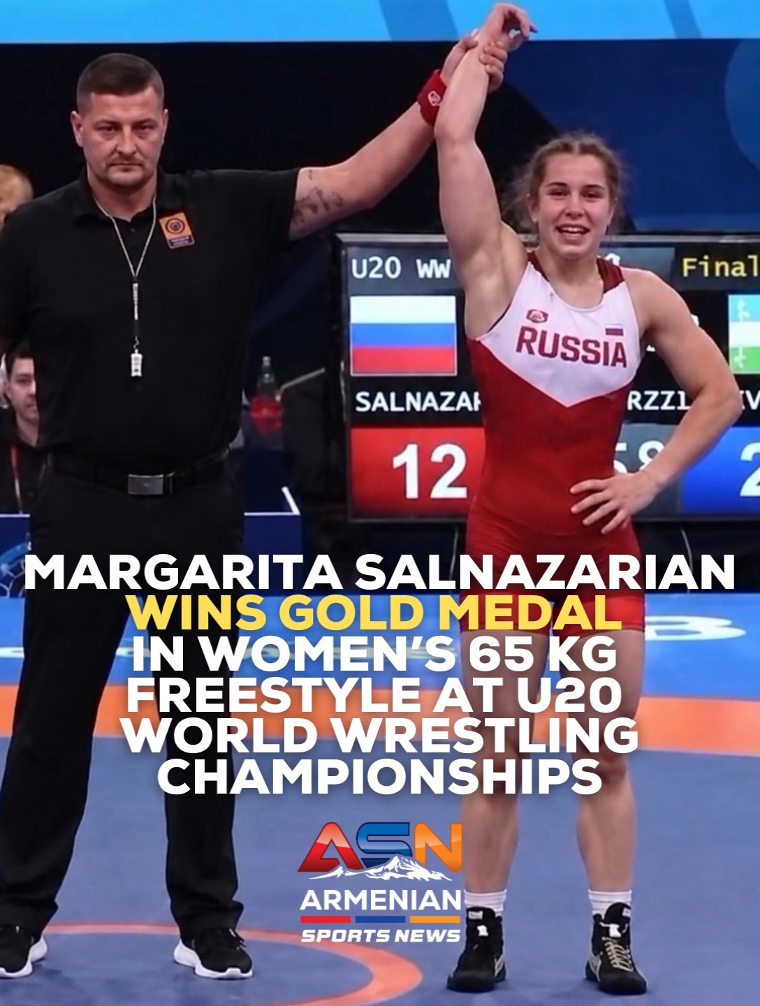 Margarita Salnazarian wins U20 world title at 65 kg in Bratislava