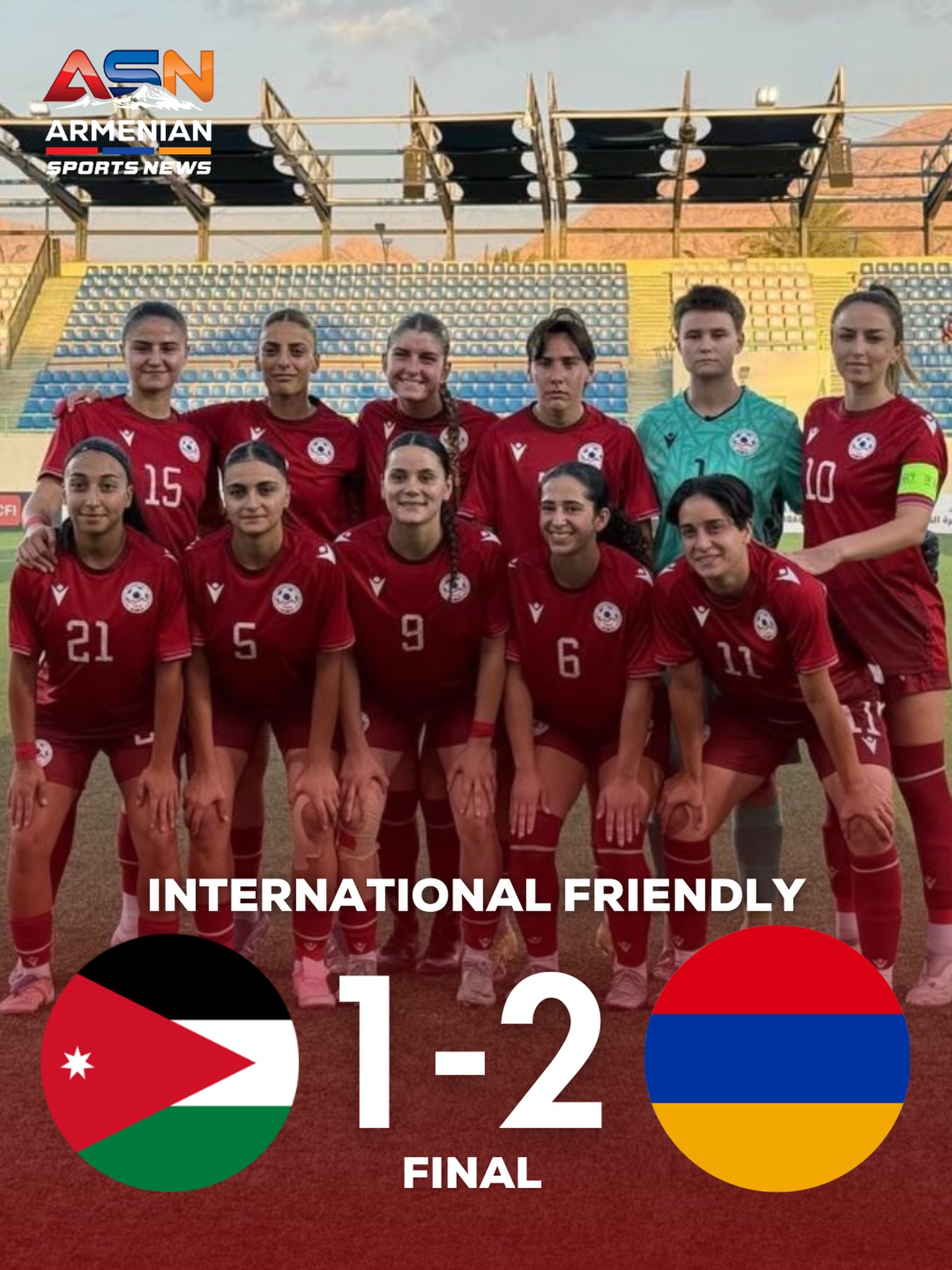 Armenian Women’s Team Secures 2-1 Victory Over Jordan in Friendly Match