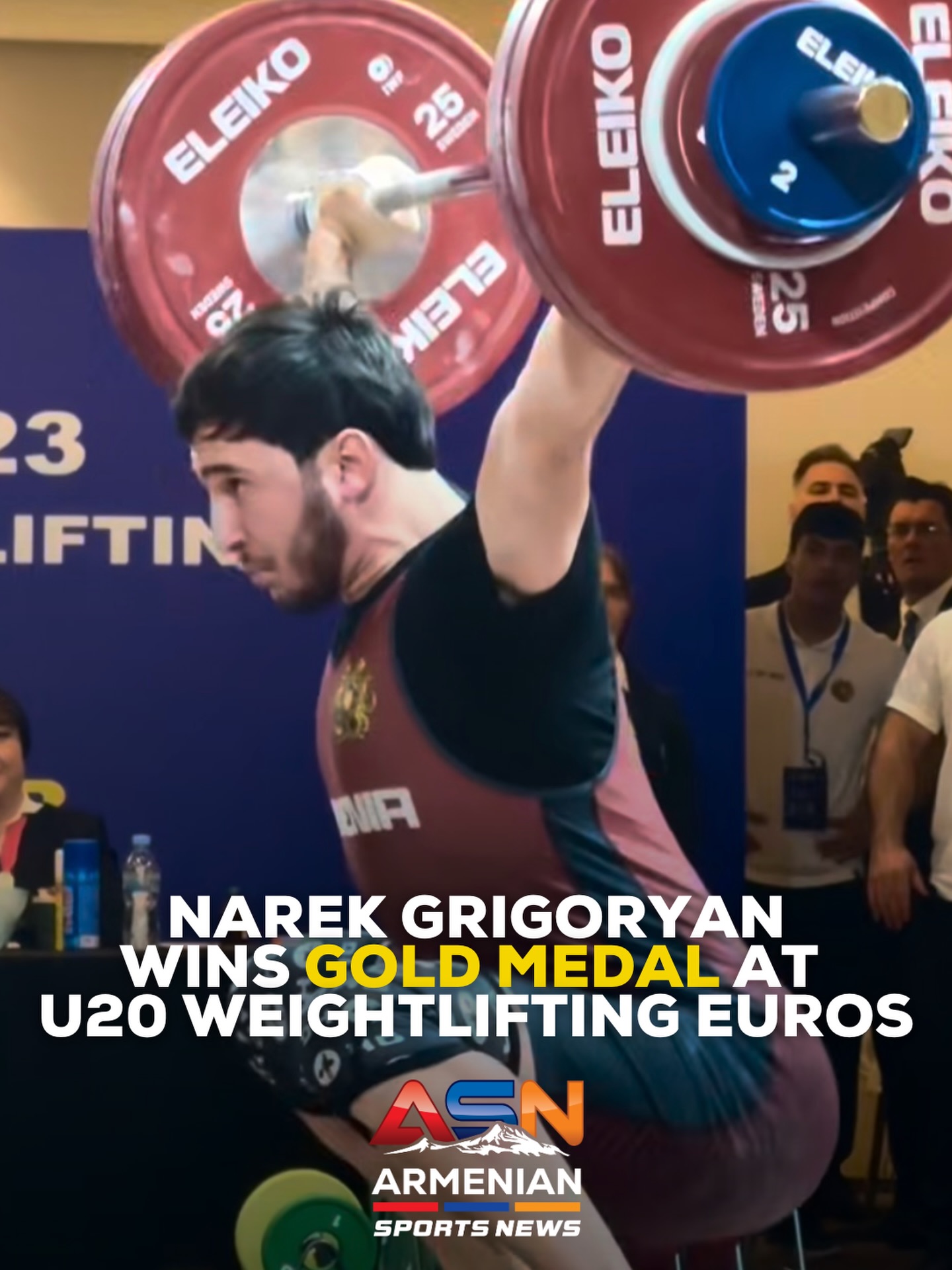 Narek Grigoryan Wins Three Gold Medals at European U20 Weightlifting Championships